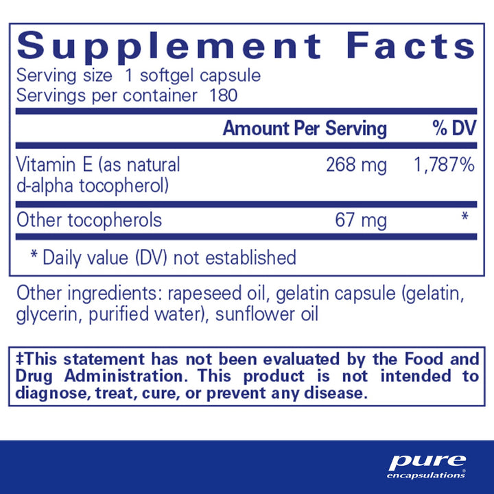 Vitamin E (with mixed tocopherols) 180's